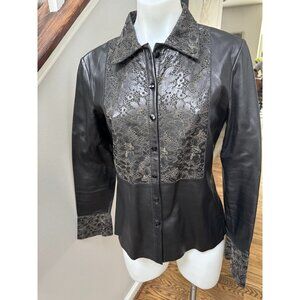 Vintage Laser Cut Leather Shirt by Penta Size 6